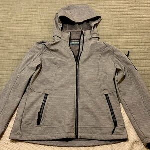 Women’s L fleece lined rain/winter jacket. Full zip. Slate grey.